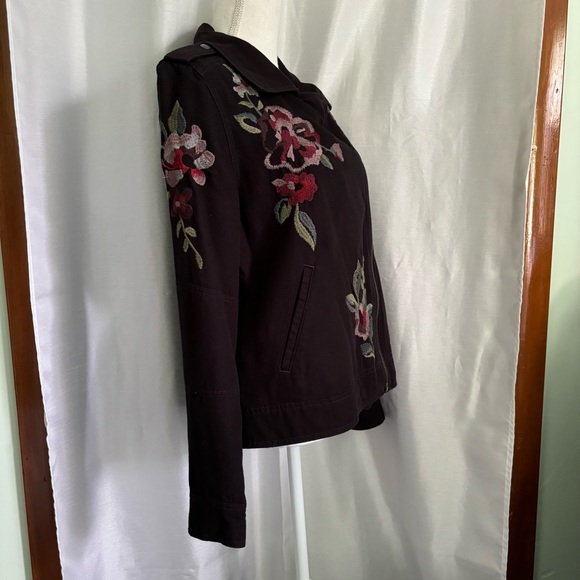 Kensie moto style embroidered jacket black - Picture 3 of 9